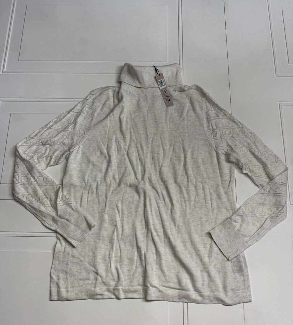 Nic + Zoe NWT Womens Sz XL Tan Cotton Turtleneck Long Sleeve Top Sleeve Detail